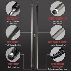 CFN-Carbon Fiber Pool Cue - COC - 12.5mm (M)
