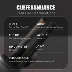 CFN-Carbon Fiber Pool Cue - Twill - 11.8mm (S)