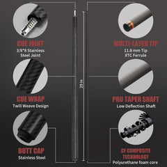 CFN-Carbon Fiber Pool Cue - Twill