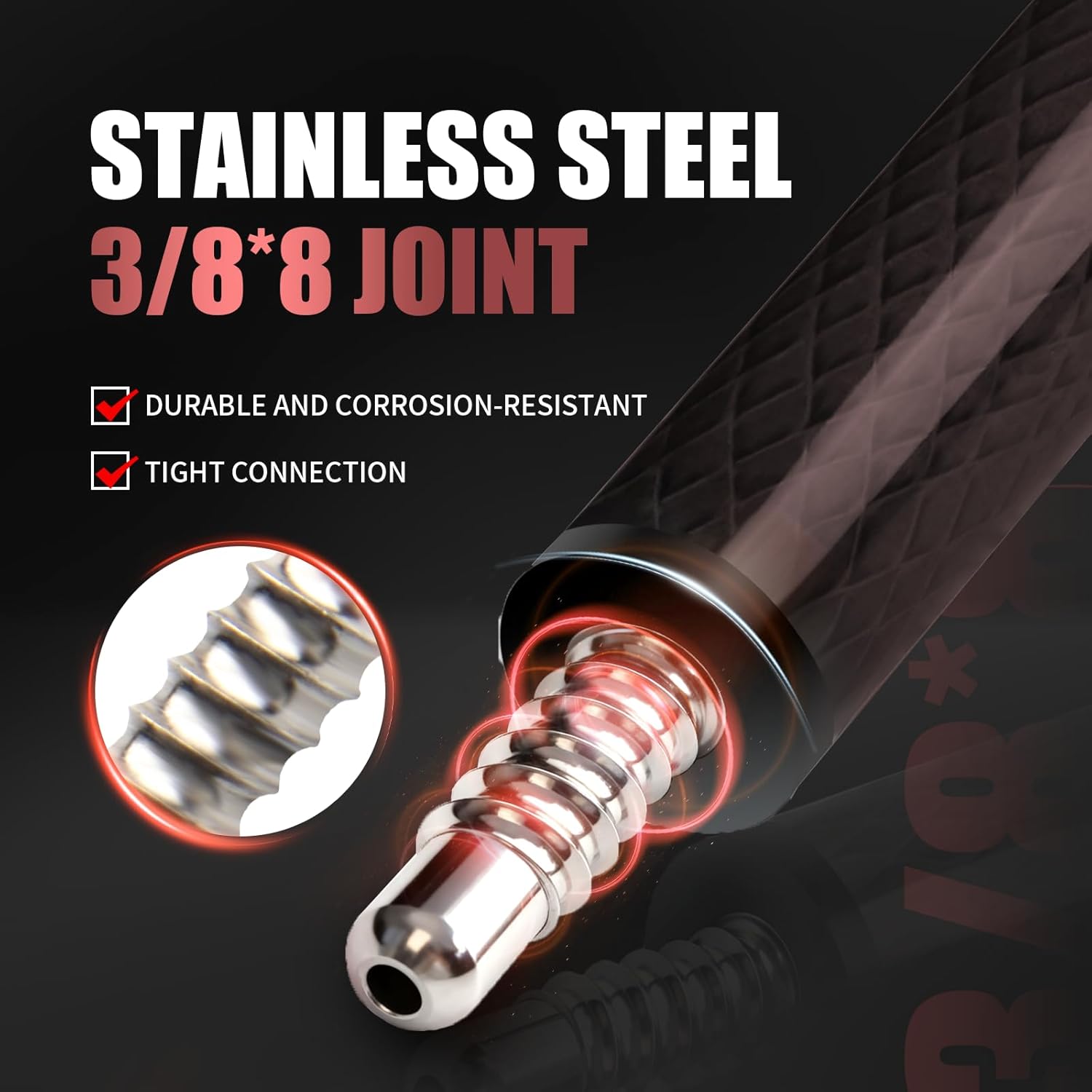 Carbon Fiber Pool Cue, 100% Carbon Fiber Shaft & Composite Butt. Pro Taper Design, 12.5mm Tip, 3/8-8 Joint Pin, Wrapless Grip, Professional Low Deflection Pool Sticks for Adults